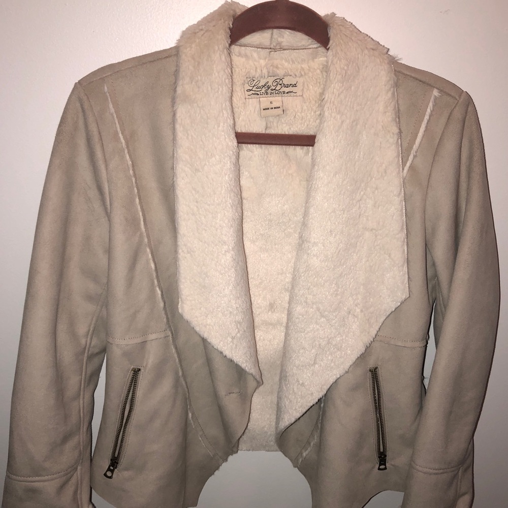 Lucky Brand suede faux fur jacket